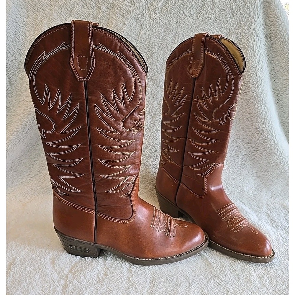 Ramrod Cowboy Brown Boots Size 7.5 Wide Width Festivals Concerts‎ Southwestern